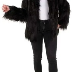 Party Xplosion Bontjas Carnaval Lang Haar Zwart Dames