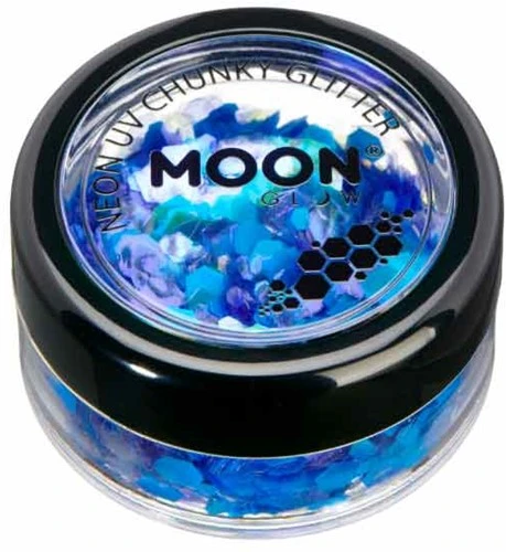 Moon Creations Chunky Glitter Neon UV Blauw 3 Moon Creations Chunky Glitter Neon UV Blauw