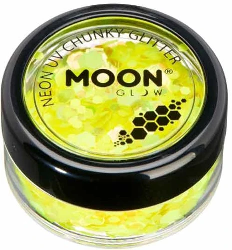 Moon Creations Chunky Glitter Neon UV Geel 3 Moon Creations Chunky Glitter Neon UV Geel