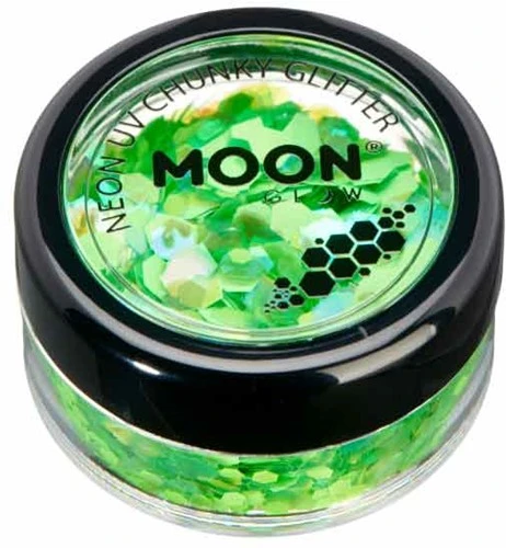 Moon Creations Chunky Glitter Neon UV Groen 3 Moon Creations Chunky Glitter Neon UV Groen