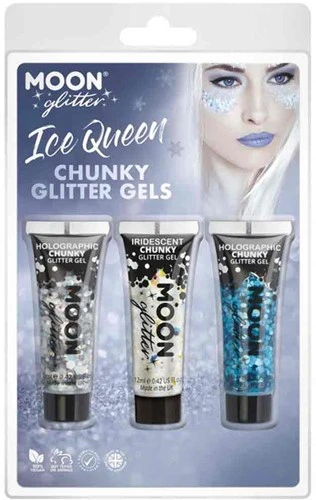 Moon Creations Ice Queen Chunky Glitter Gels Zilver Wit Blauw 3 Moon Creations Ice Queen Chunky Glitter Gels Zilver Wit Blauw