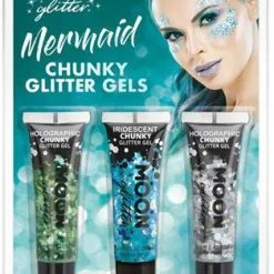 Moon Creations Mermaid Chunky Glitter Gels Groen Blauw Zilver