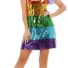 Smiffy's Regenboog Dames Glitterjurk -Schminke Speciaalzaak regenboog dames glitterjurk