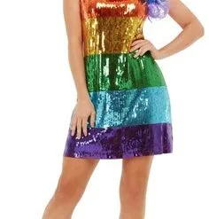 Smiffy's Regenboog Dames Glitterjurk