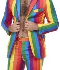 Stand Out Suits Regenboog Herenkostuum -Schminke Speciaalzaak regenboog kostuum