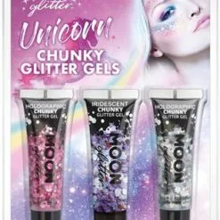 Moon Creations Unicorn Chunky Glitter Gels Roze Blauw Zilver